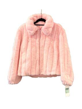 DONNA SALYERS FABULOUS FURS~Le Mink~MINK FAUX FUR JACKET Bubblegum Pink NWT